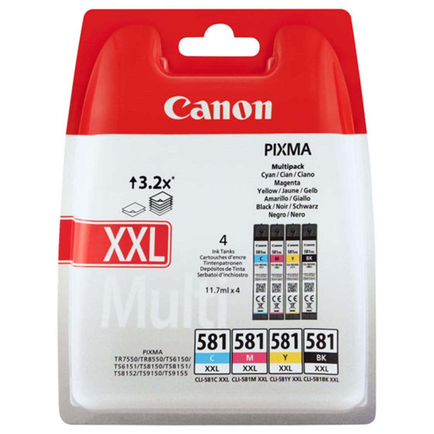 Multipakkaus neljä väriä: Canon 1998C005 (CLI-581XXL) | Finink.com