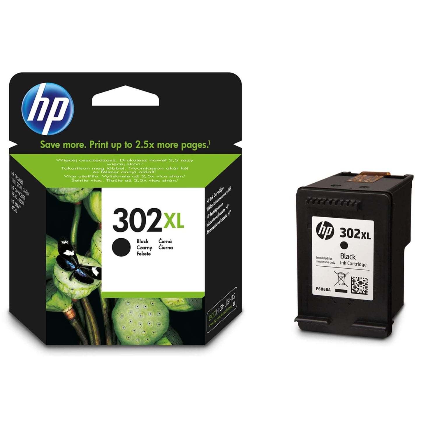 Musta mustekasetti: HP F6U68AE (HP 302XL) | Finink.com