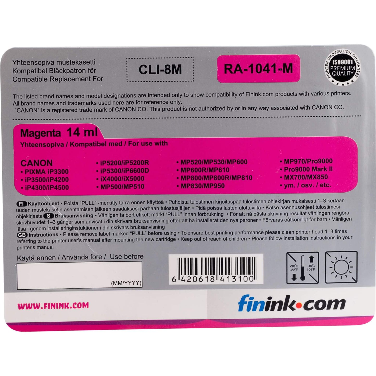 Magenta mustepatruuna, korvaa Canon CLI-8M | Finink.com
