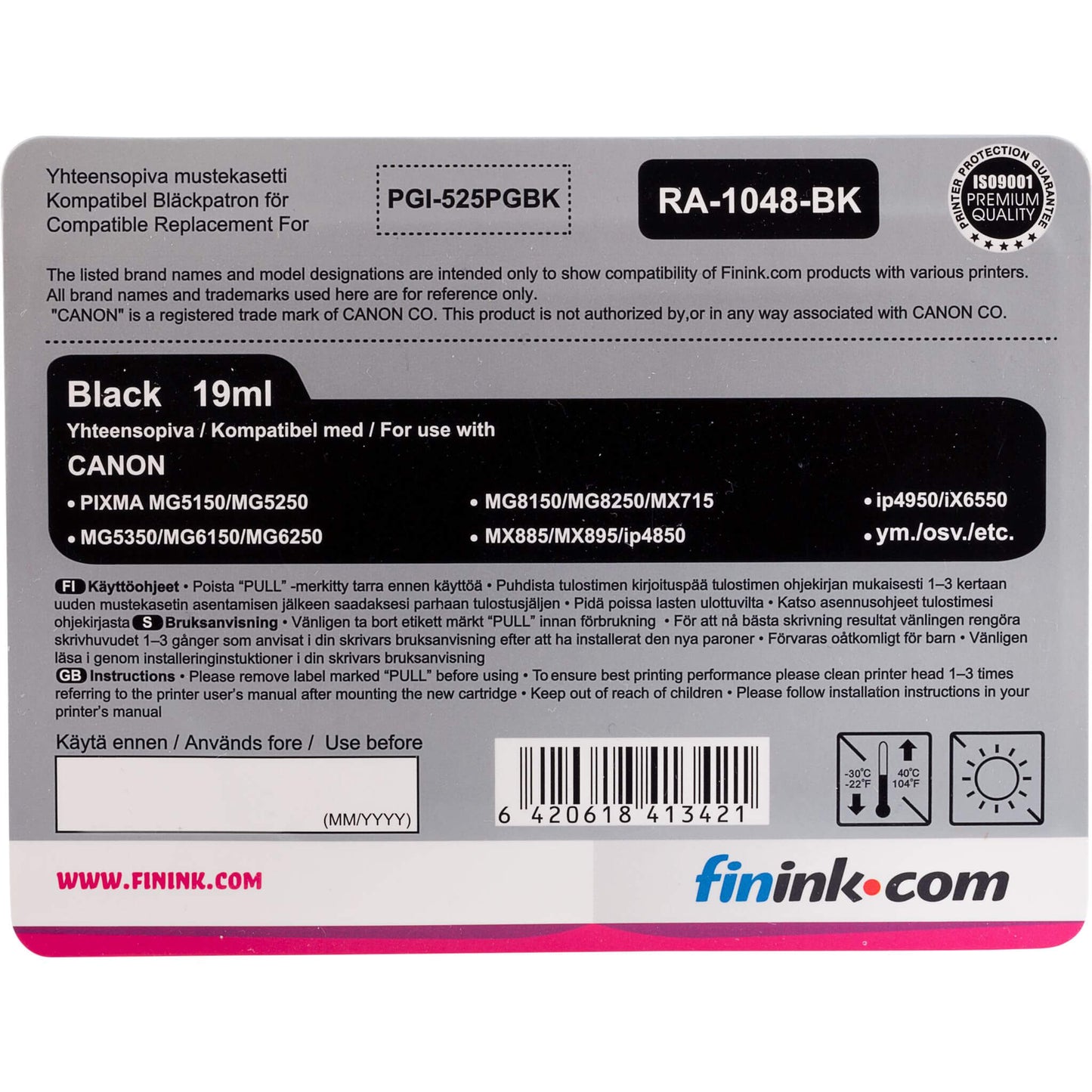 Musta mustepatruuna, korvaa Canon PGI-525PGBK (4529B001) | Finink.com