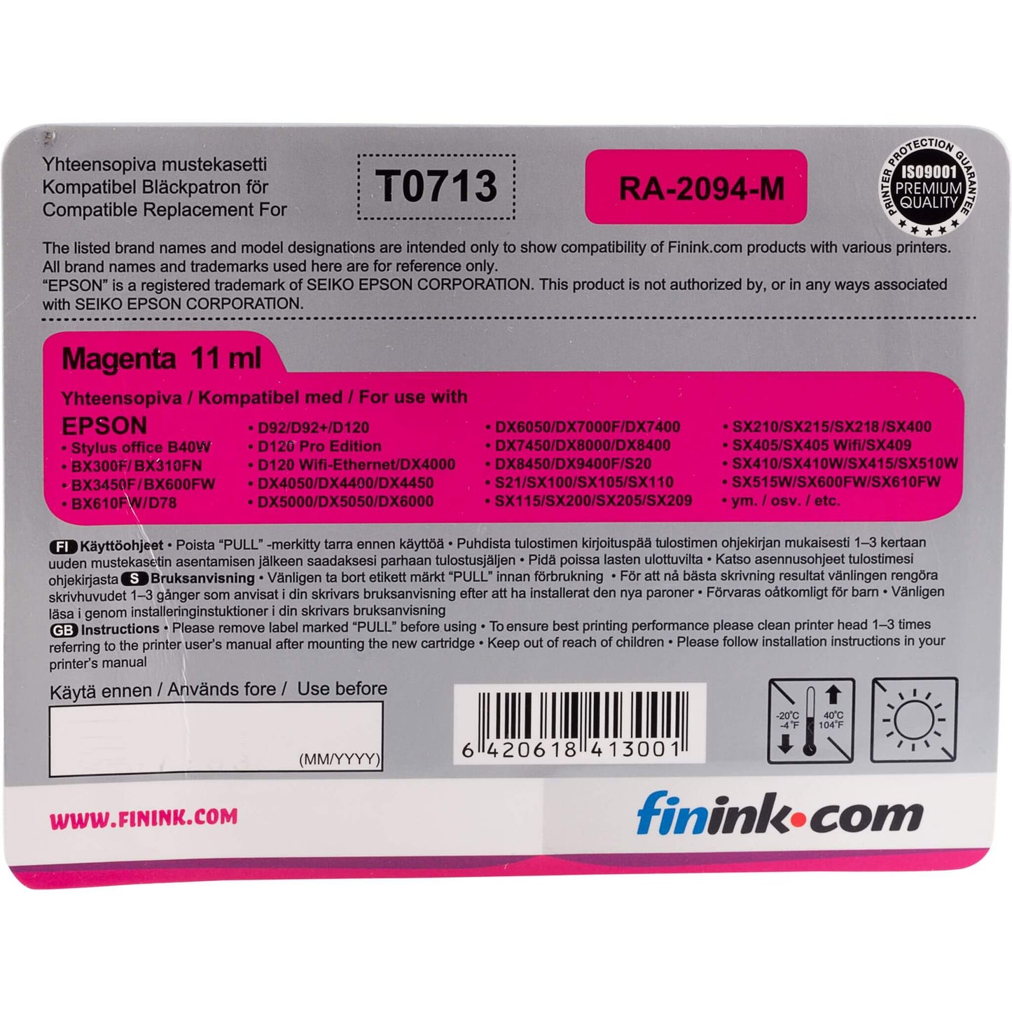 Magenta mustepatruuna, korvaa Epson T0713 | Finink.com