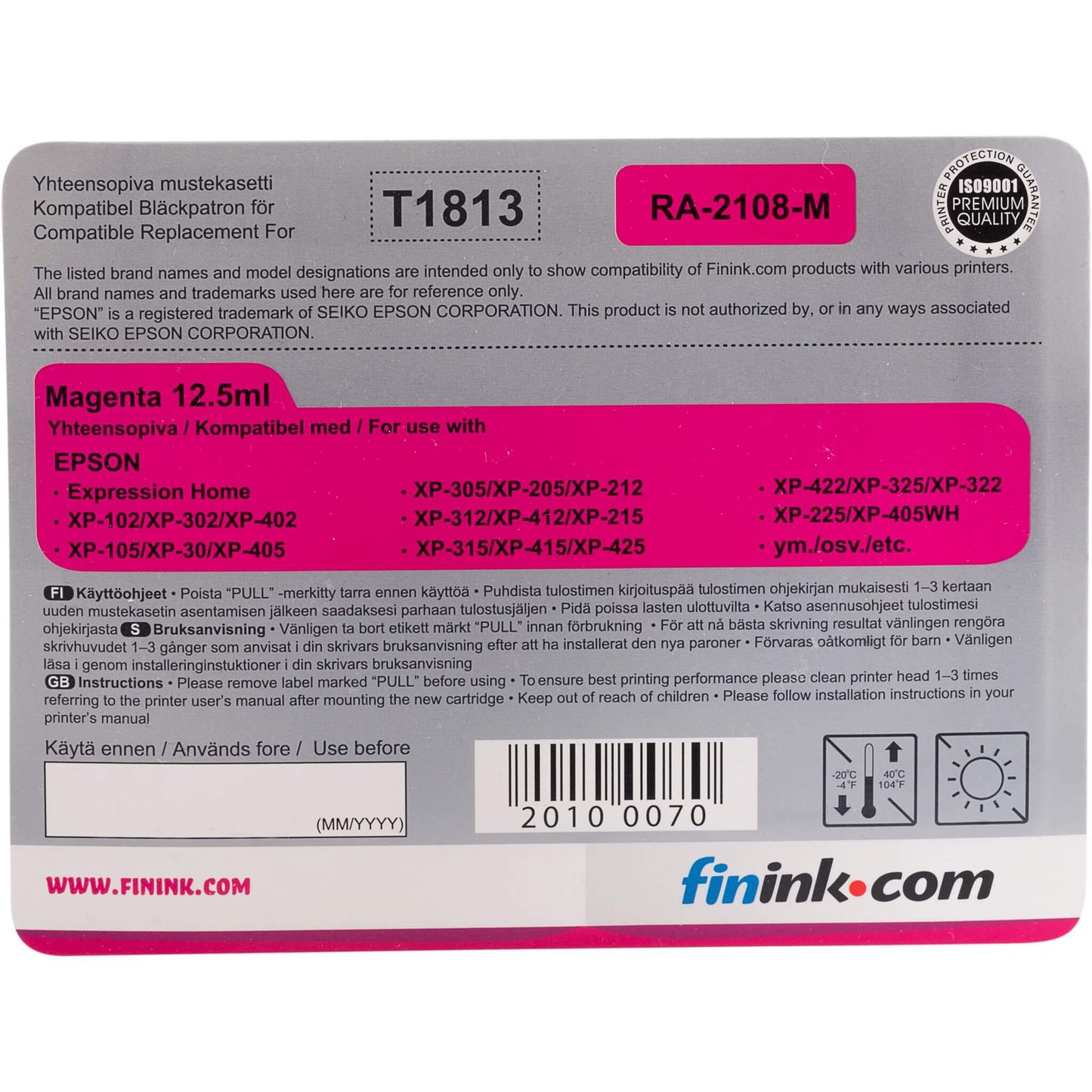 Magenta mustepatruuna, korvaa Epson T1813 | Finink.com