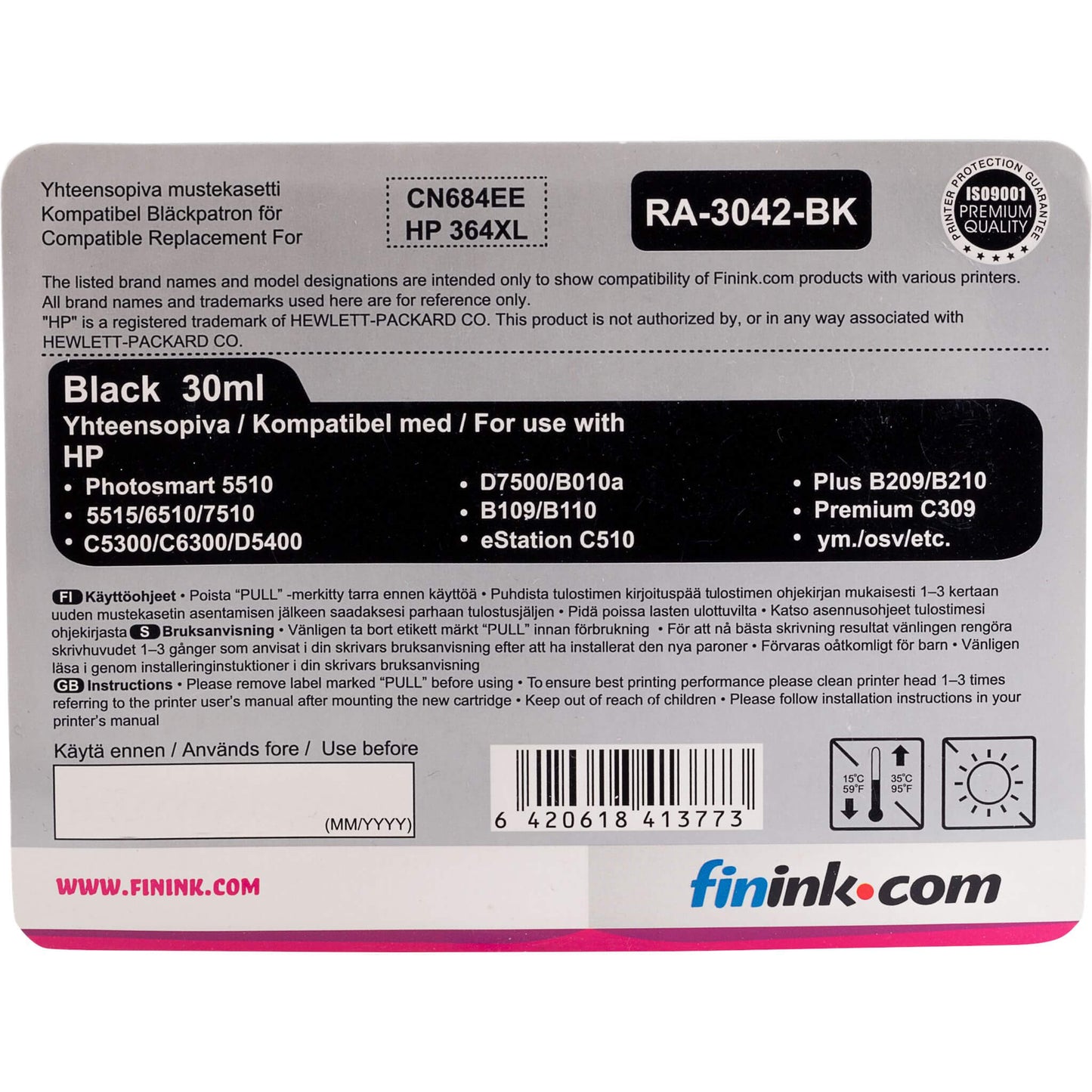Musta mustepatruuna, korvaa HP CN684EE (HP 364XL) | Finink.com