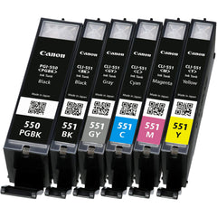 Multipakkaus kuusi väriä: Canon 6496B005 (PGI-550/CLI-551)