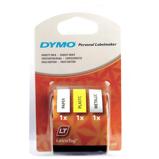 Dymo LetraTAG muoviteippi, hopea/keltainen/valkoinen, 12 mm x 4 m Dymo S0721800 | Finink.com