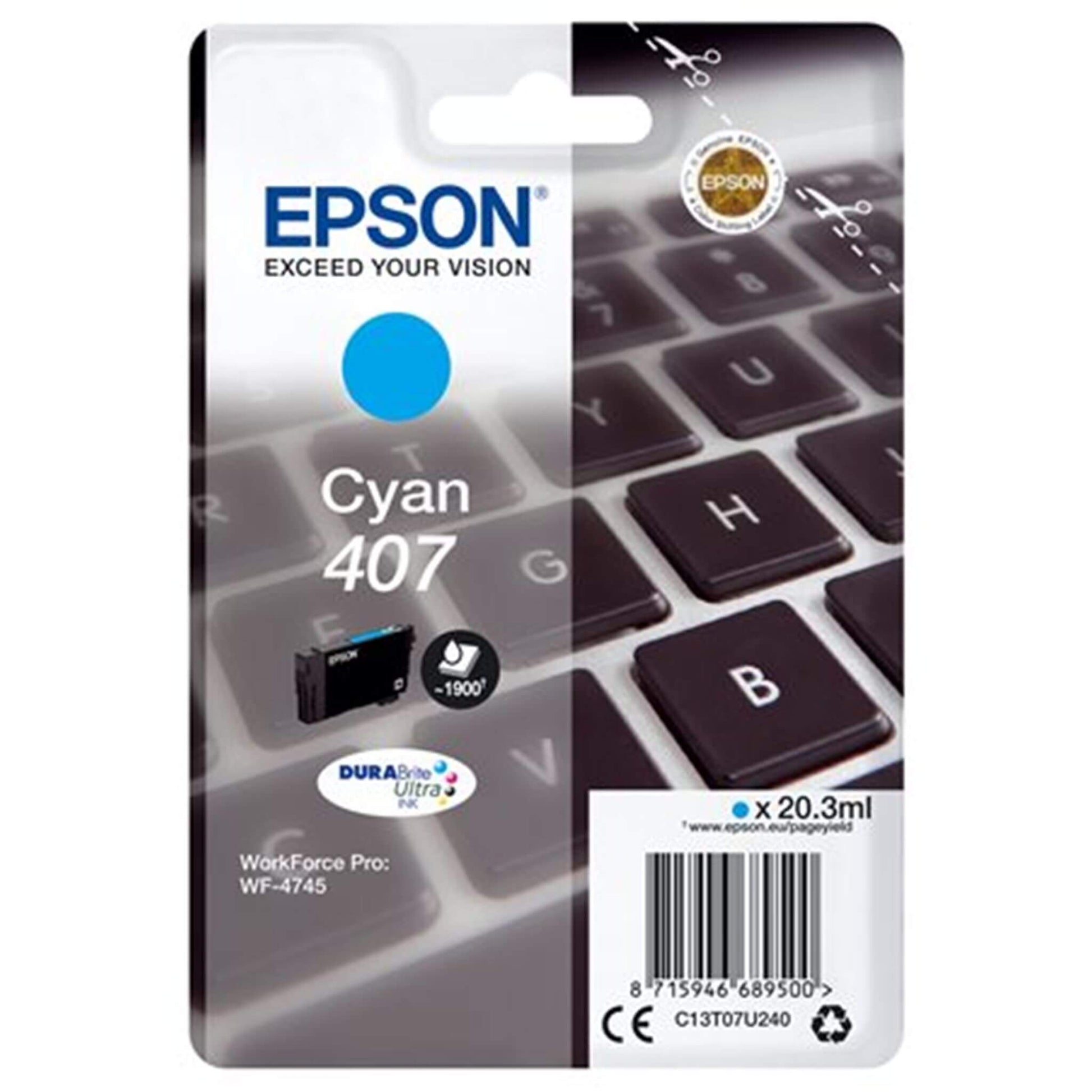 Cyan mustekasetti: Epson C13T07U240 (407) | Finink.com