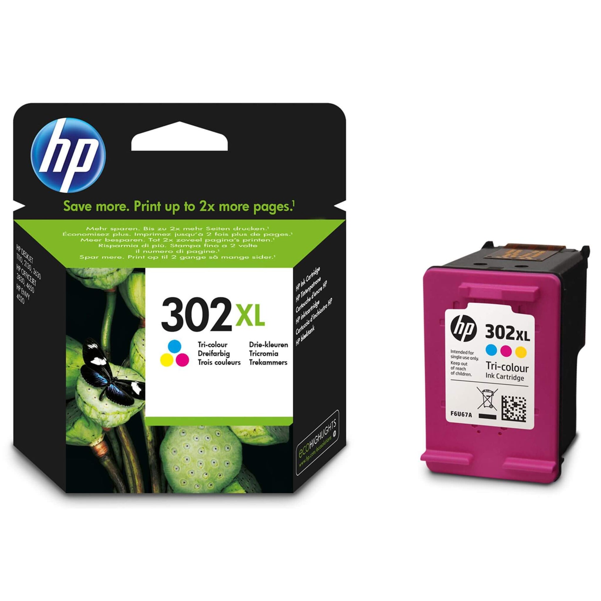 Kolmivärinen mustekasetti: HP F6U67AE (HP 302XL) | Finink.com