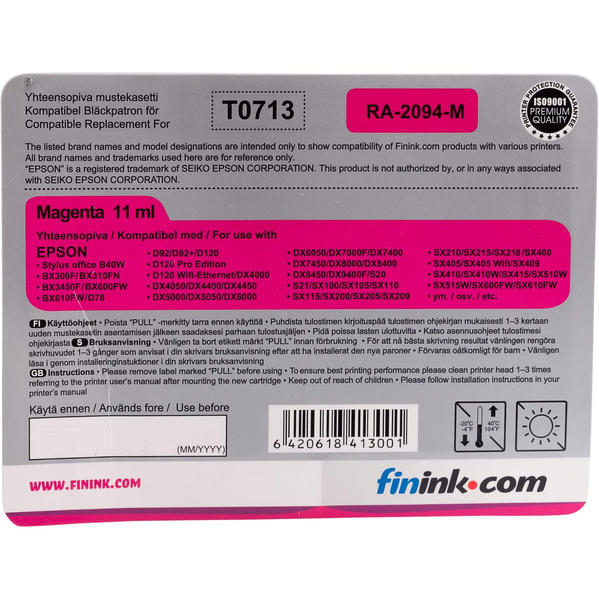 Magenta mustepatruuna, korvaa Epson T0713 | Finink.com