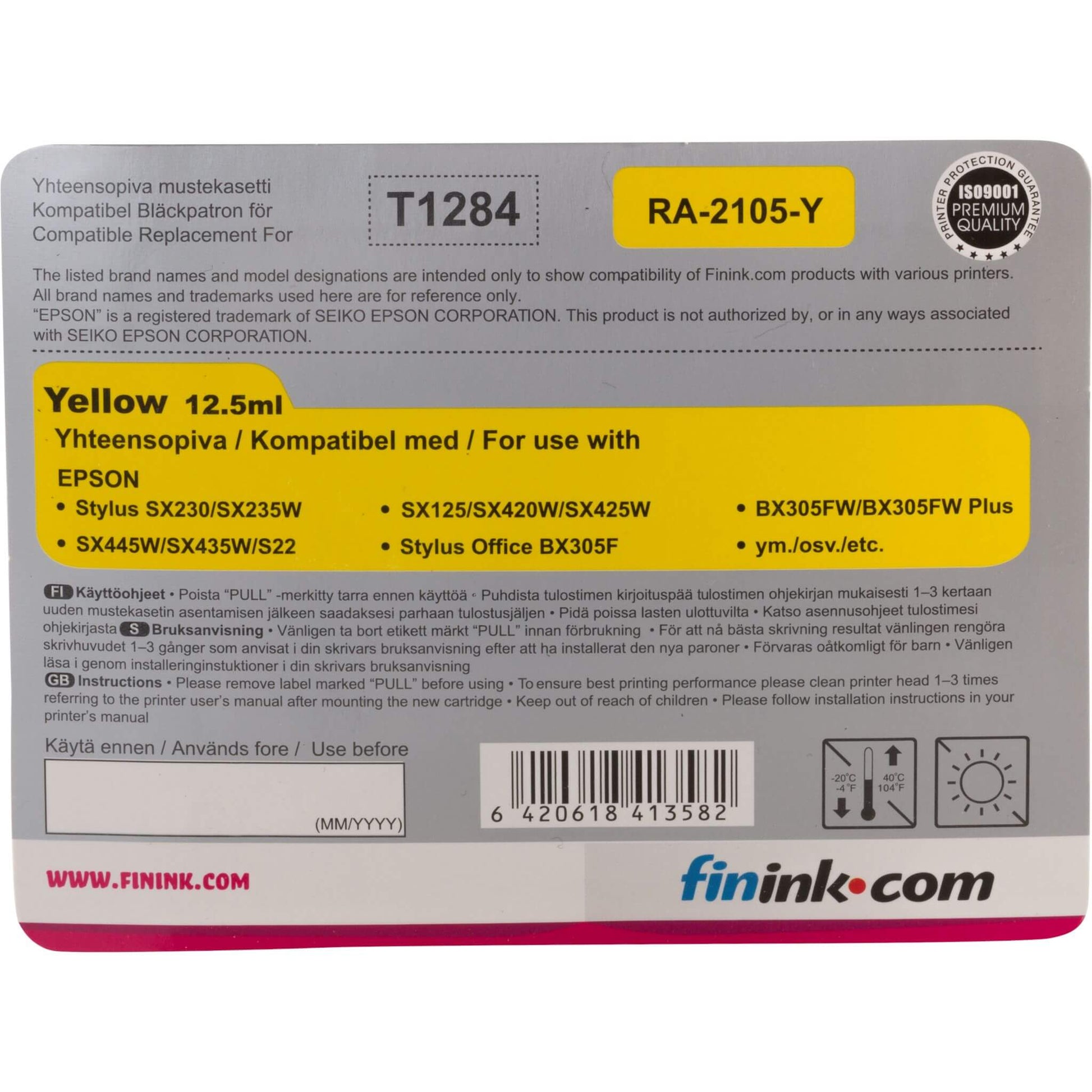 Keltainen mustepatruuna, korvaa Epson T1284 | Finink.com