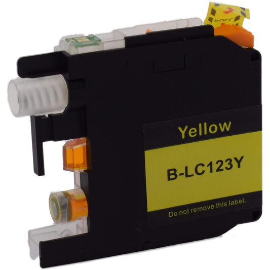 Keltainen mustepatruuna, korvaa Brother LC123Y | Finink.com